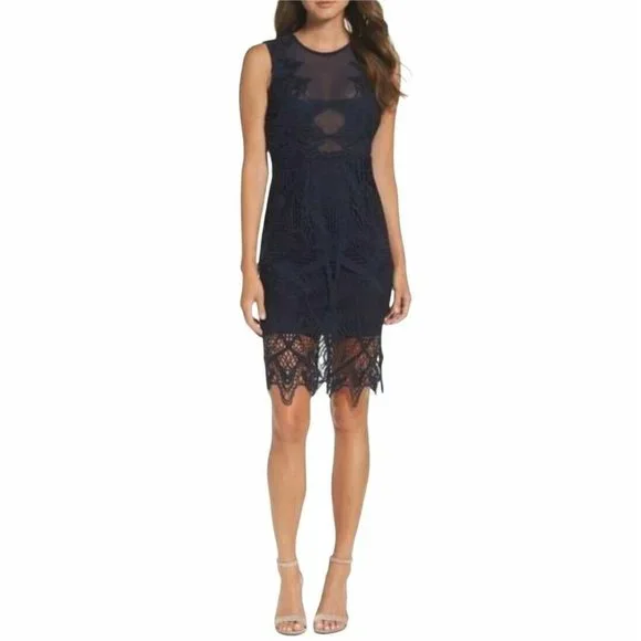 chinese dress ladies navy Lace Aurora pencil dress with removable skirt wrap – heartmycloset main image 0